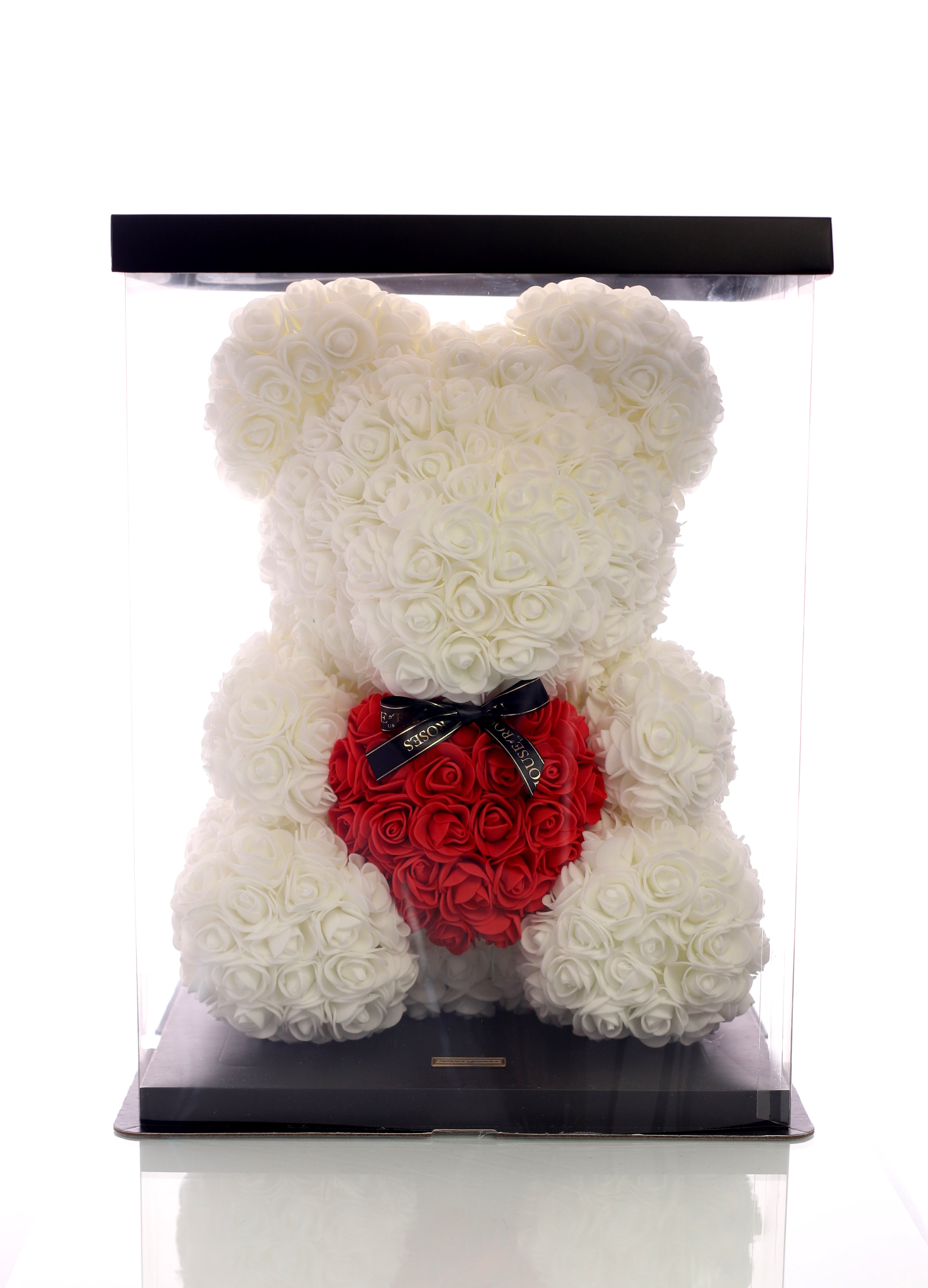 White Rose Bear With Red Heart (40cm)