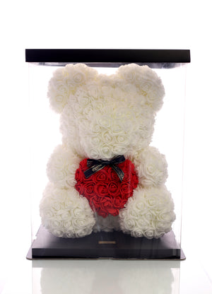 White Rose Bear With Red Heart (40cm)